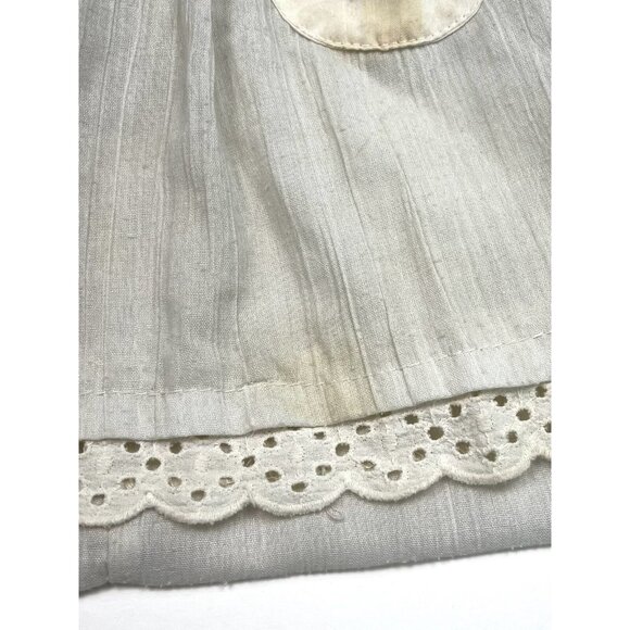 VTG 1950s GERANIO 24mos? Ivory Linen Embroidered SUNDRESS Cottagecore *Needs TLC - Picture 3 of 13
